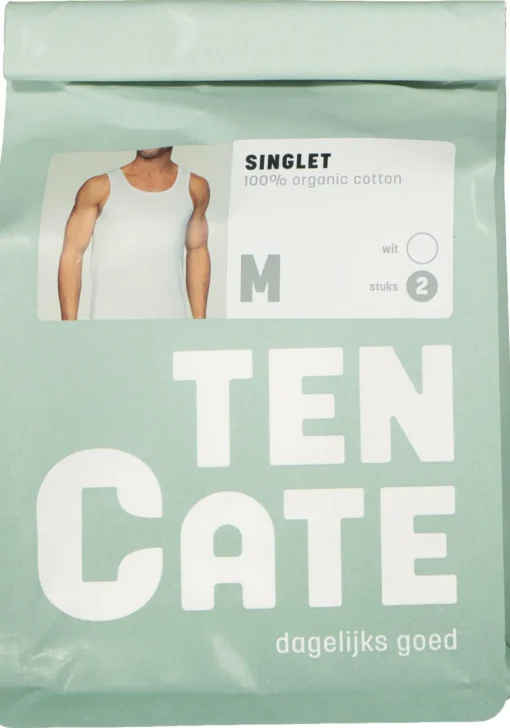 TEN CATE Basics men singlet (2-pack), heren hemden O-hals, wit