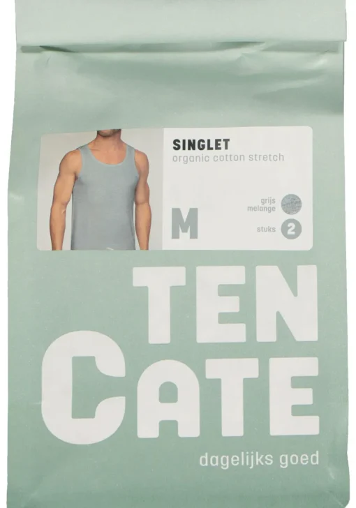 TEN CATE Basics men singlet (2-pack), heren hemden O-hals, grijs melange