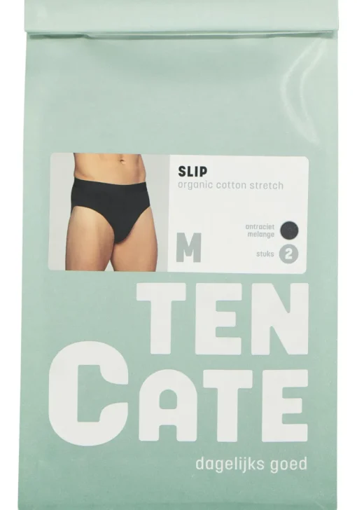 TEN CATE Basics men slip (2-pack), heren sportslips, antraciet grijs melange