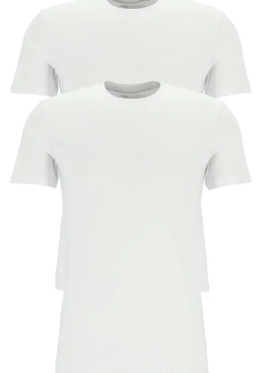 TEN CATE Basics men T-shirt (2-pack), heren T-shirts brede O-hals, wit