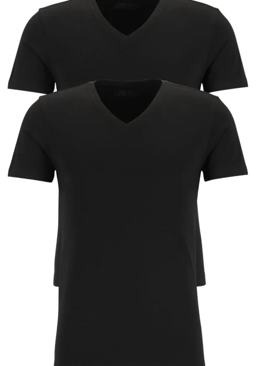 TEN CATE Basics men T-shirt (2-pack), heren T-shirts V-hals, zwart