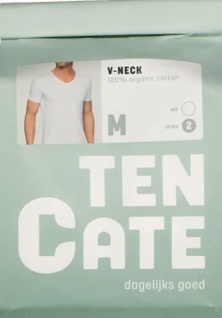 TEN CATE Basics men T-shirt (2-pack), heren T-shirts V-hals, wit