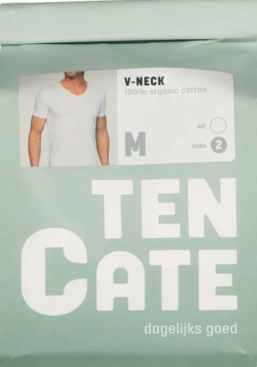 TEN CATE Basics men T-shirt (2-pack), heren T-shirts V-hals, wit