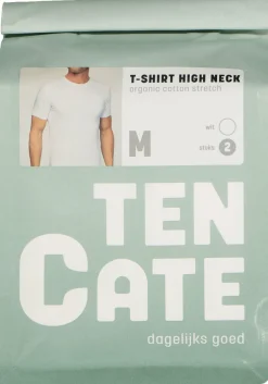 TEN CATE Basics men T-shirt (2-pack), heren T-shirts brede O-hals, wit