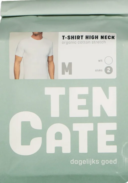 TEN CATE Basics men T-shirt (2-pack), heren T-shirts brede O-hals, wit