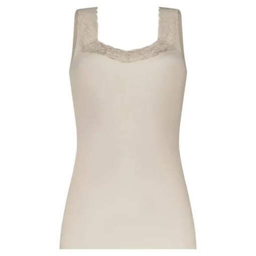 TEN CATE Secrets Lace women singlet met kant (1-pack), dames singlet, amandelkleurig