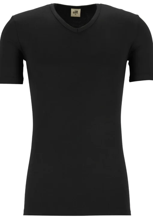 TEN CATE Thermo men V-neck, heren thermo T-shirt V-hals, zwart