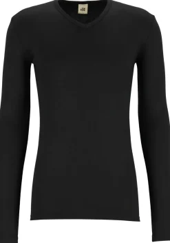 TEN CATE Thermo men V-neck long sleeve, heren thermo T-shirt lange mouw V-hals, zwart