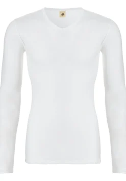 TEN CATE Thermo men V-neck long sleeve, heren thermo T-shirt lange mouw V-hals, wit