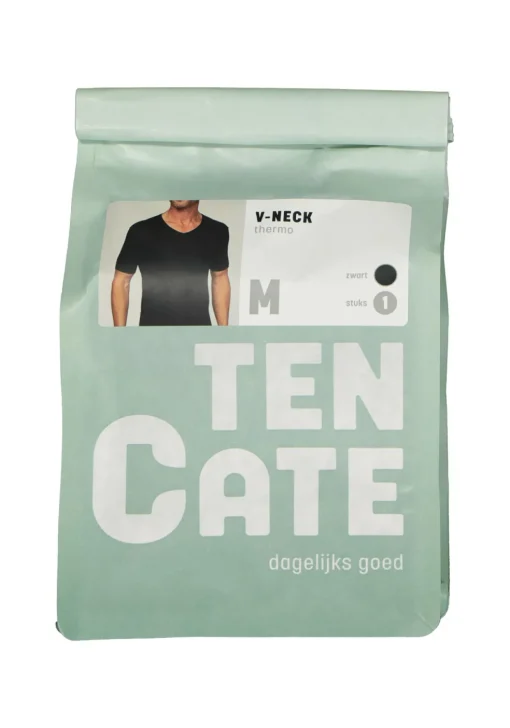 TEN CATE Thermo men V-neck, heren thermo T-shirt V-hals, zwart