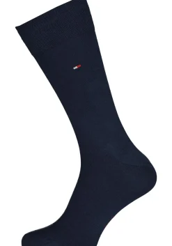 Tommy Hilfiger Check Socks (2-pack), herensokken katoen, geruit en uni, original blauw met rood