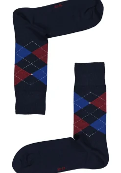 Tommy Hilfiger Check Socks (2-pack), herensokken katoen, geruit en uni, original blauw met rood
