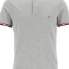 Tommy Hilfiger Core slim fit polo, heren polo met contrastbiezen, grijs melange