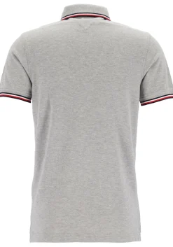 Tommy Hilfiger Core slim fit polo, heren polo met contrastbiezen, grijs melange