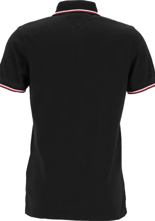 Tommy Hilfiger Core slim fit polo, heren polo met contrastbiezen, zwart