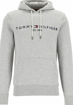 Tommy Hilfiger Core Tommy logo hoody, regular fit heren sweathoodie, grijs melange