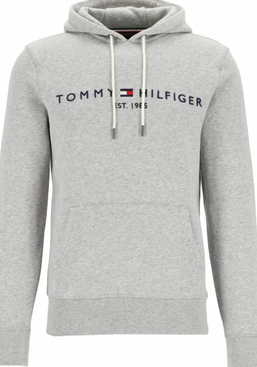 Tommy Hilfiger Core Tommy logo hoody, regular fit heren sweathoodie, grijs melange
