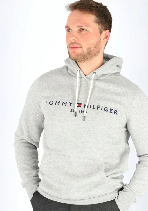 Tommy Hilfiger Core Tommy logo hoody, regular fit heren sweathoodie, grijs melange