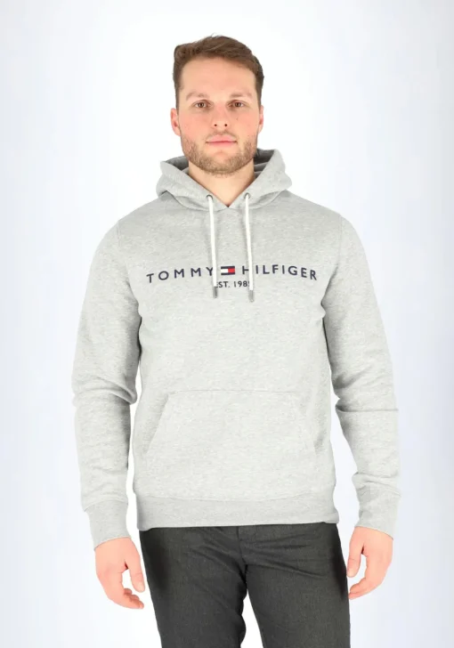 Tommy Hilfiger Core Tommy logo hoody, regular fit heren sweathoodie, grijs melange
