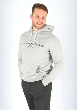 Tommy Hilfiger Core Tommy logo hoody, regular fit heren sweathoodie, grijs melange