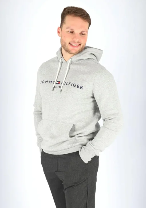 Tommy Hilfiger Core Tommy logo hoody, regular fit heren sweathoodie, grijs melange