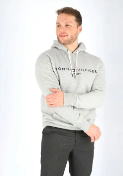 Tommy Hilfiger Core Tommy logo hoody, regular fit heren sweathoodie, grijs melange