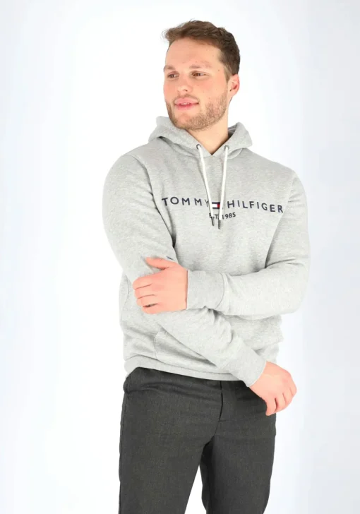 Tommy Hilfiger Core Tommy logo hoody, regular fit heren sweathoodie, grijs melange