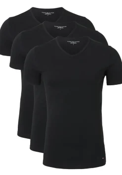Tommy Hilfiger Cotton stretch T-shirts (3-pack), heren T-shirts V-hals, zwart