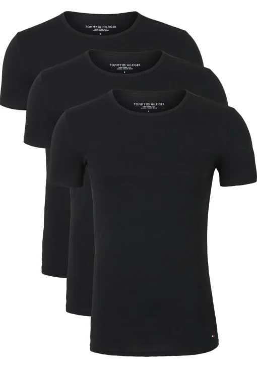 Tommy Hilfiger Cotton stretch T-shirts (3-pack), heren T-shirts O-hals, zwart