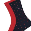 Tommy Hilfiger damessokken Dot (2-pack), uni en gestipt katoen, rood met blauw