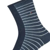 Tommy Hilfiger damessokken Small Stripe (2-pack), uni en gestreept katoen, jeans blauw met wit