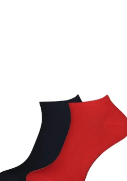 Tommy Hilfiger damessokken Sneaker (2-pack), korte enkelsok katoen, Tommy rood en blauw