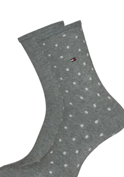 Tommy Hilfiger damessokken Dot (2-pack), uni en gestipt katoen, grijs met wit