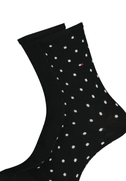 Tommy Hilfiger damessokken Dot (2-pack), uni en gestipt katoen, zwart met wit