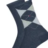 Tommy Hilfiger damessokken Check (2-pack), uni en geruit katoen, jeansblauw met grijs