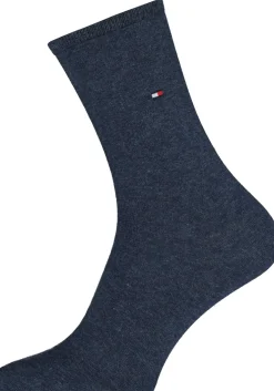 Tommy Hilfiger damessokken Small Stripe (2-pack), uni en gestreept katoen, jeans blauw met wit