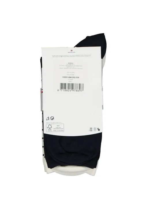 Tommy Hilfiger damessokken Small Stripe (2-pack), uni en gestreept katoen, off white met blauw