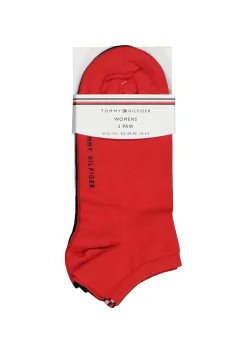 Tommy Hilfiger damessokken Sneaker (2-pack), korte enkelsok katoen, Tommy rood en blauw
