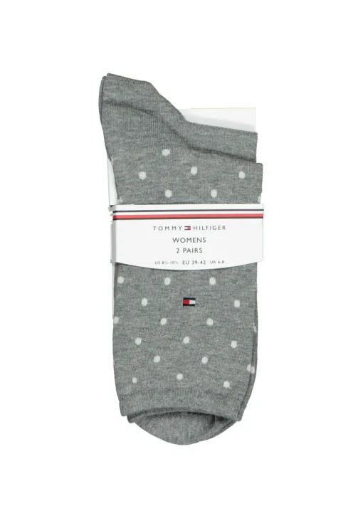 Tommy Hilfiger damessokken Dot (2-pack), uni en gestipt katoen, grijs met wit