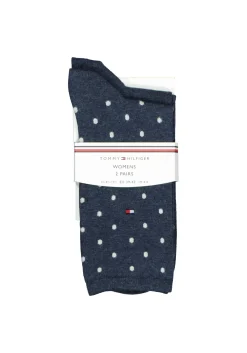 Tommy Hilfiger damessokken Dot (2-pack), uni en gestipt katoen, jeans blauw met wit