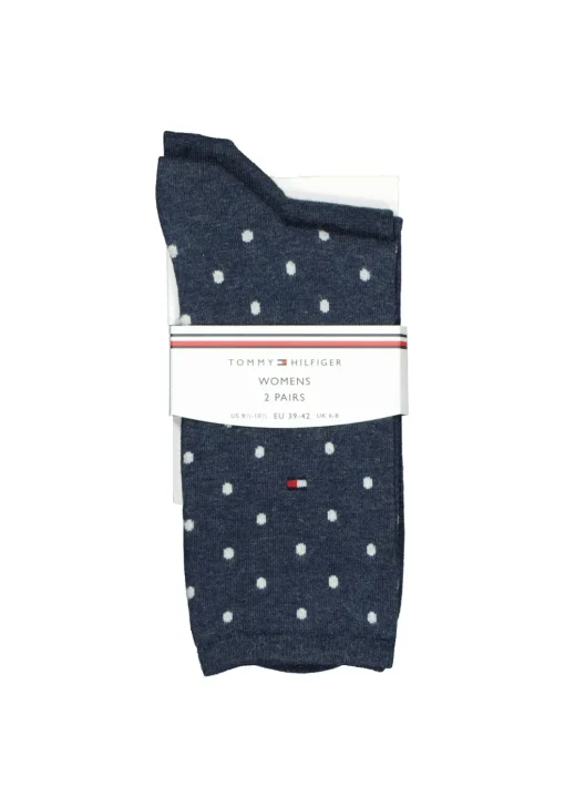 Tommy Hilfiger damessokken Dot (2-pack), uni en gestipt katoen, jeans blauw met wit
