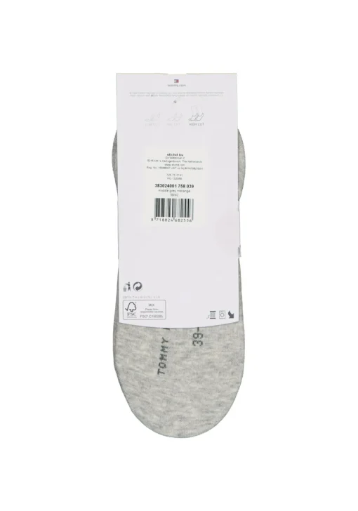 Tommy Hilfiger damessokken Footie (2-pack), onzichtbare sneakersokken katoen, grijs melange