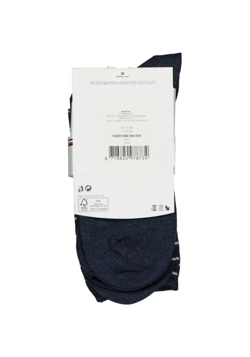 Tommy Hilfiger damessokken Small Stripe (2-pack), uni en gestreept katoen, jeans blauw met wit