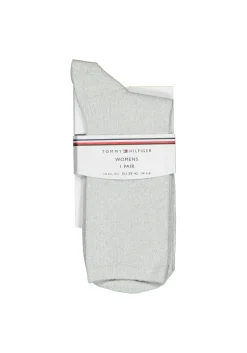 Tommy Hilfiger damessokken Glitter (1-pack), enkelhoog katoen met glitters, zilver