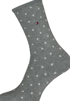 Tommy Hilfiger damessokken Dot (2-pack), uni en gestipt katoen, grijs met wit