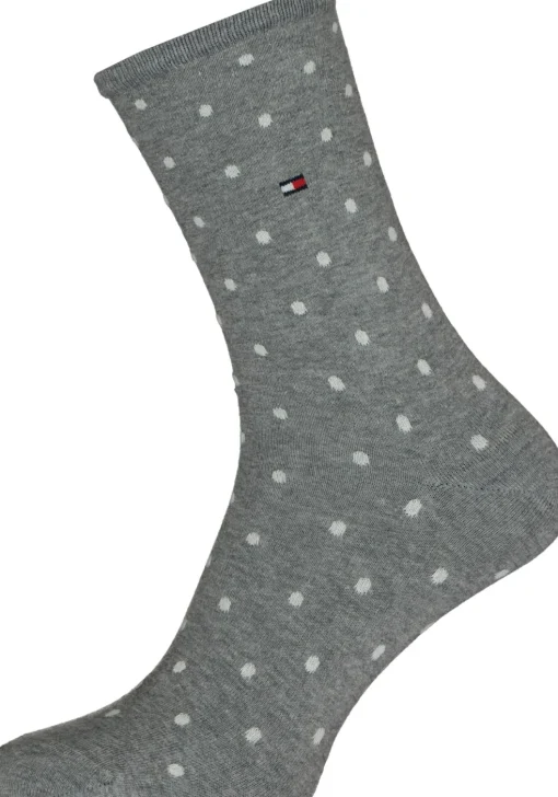 Tommy Hilfiger damessokken Dot (2-pack), uni en gestipt katoen, grijs met wit