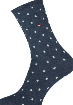 Tommy Hilfiger damessokken Dot (2-pack), uni en gestipt katoen, jeans blauw met wit