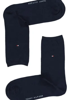 Tommy Hilfiger damessokken Small Stripe (2-pack), uni en gestreept katoen, donkerblauw met wit