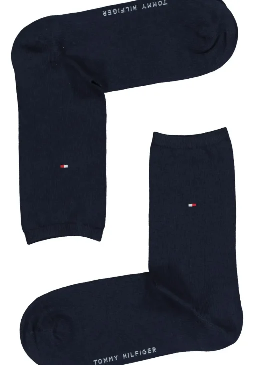 Tommy Hilfiger damessokken Small Stripe (2-pack), uni en gestreept katoen, donkerblauw met wit