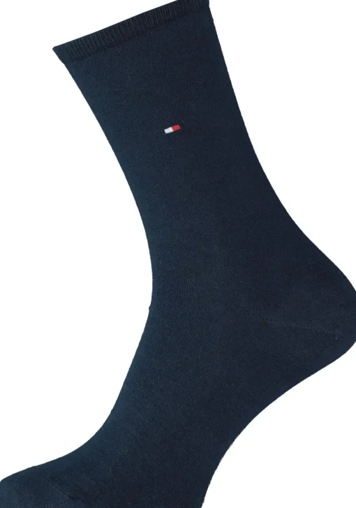 Tommy Hilfiger damessokken Small Stripe (2-pack), uni en gestreept katoen, off white met blauw